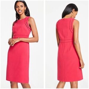 Ann Taylor "Eyelet Ruffle doubleweave sheath dress" Pink  12
NWT